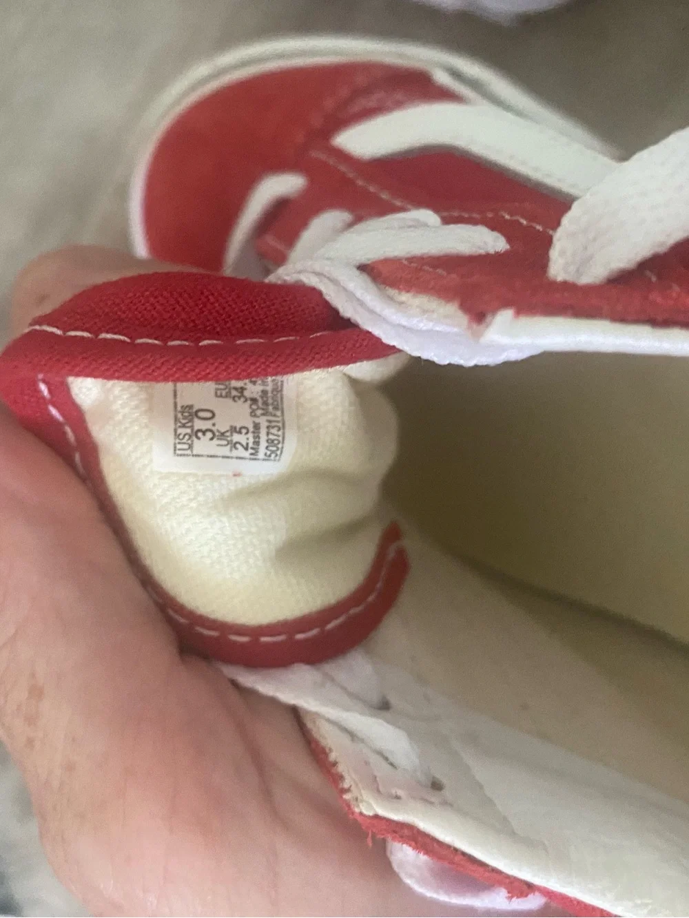 Vans Red and White Low-Top Skate Sneakers